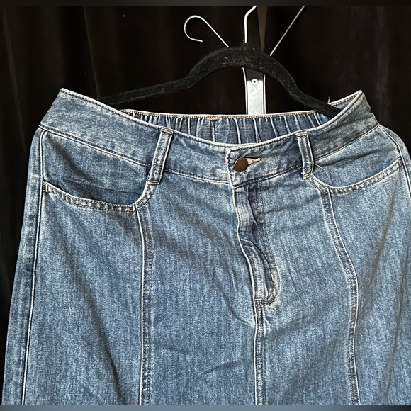Women's Blue Denim Flared Maxi Skirt Size L - Picture 3 of 12